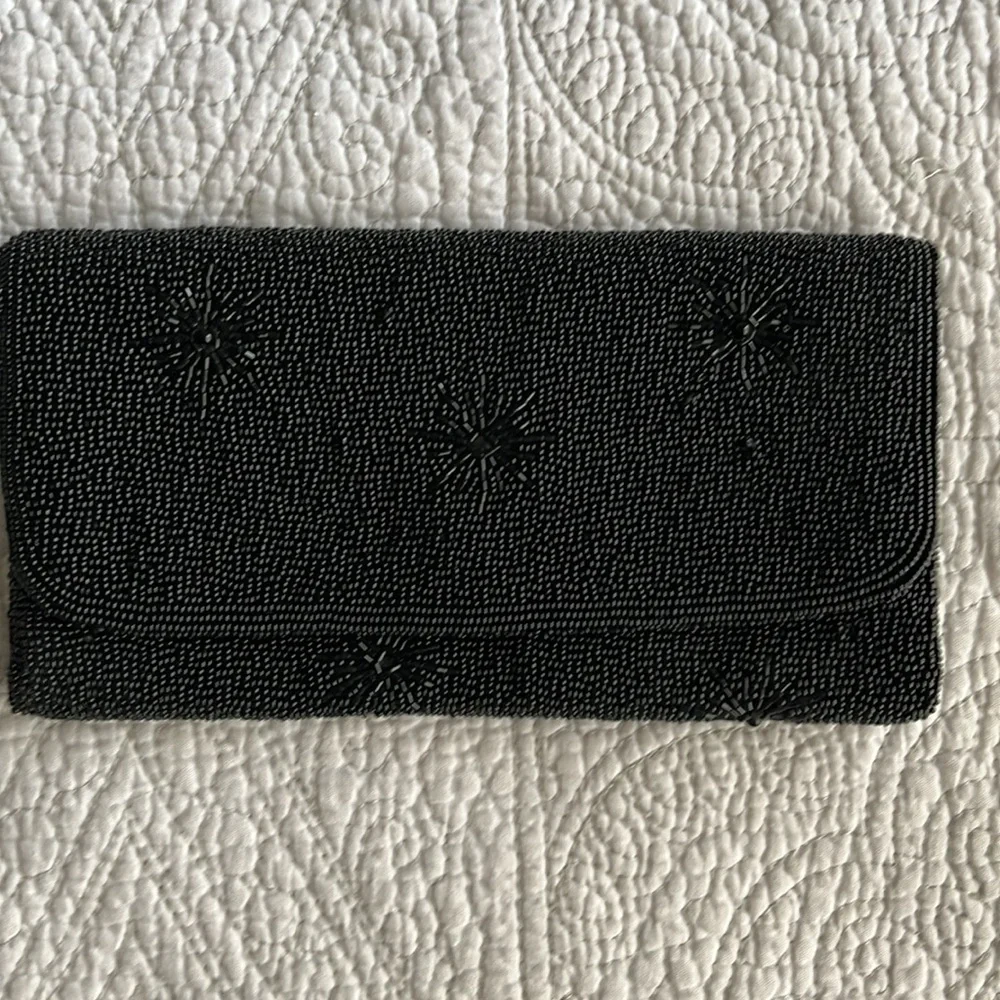 Vintage beaded clutch purse black